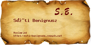 Sóti Benignusz névjegykártya